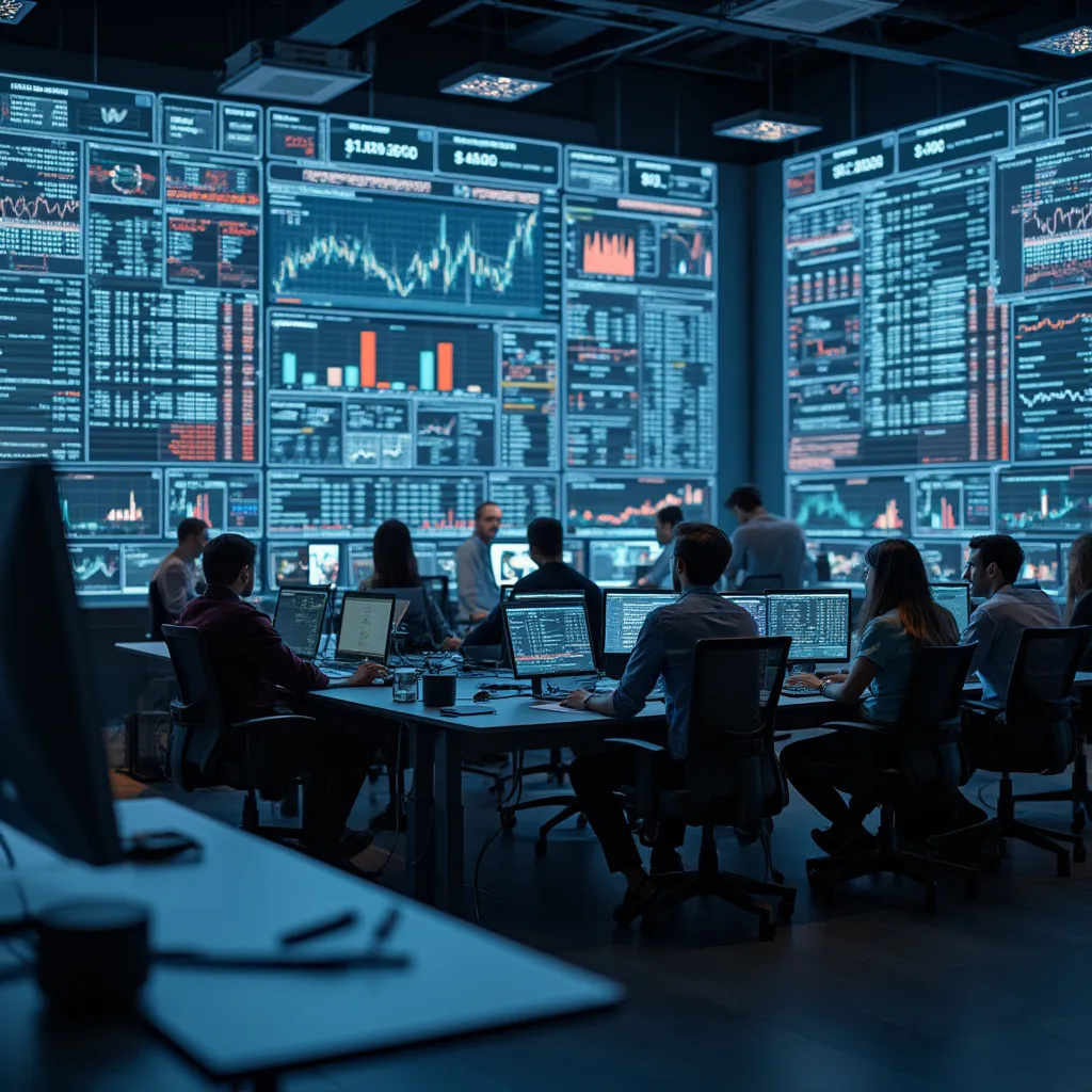 Équipe d'innovation financière au travail